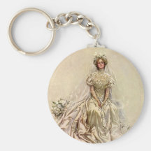 Vintage Victorian Bride Flowers, Bridal Portrait Key Chains