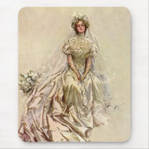 Vintage Victorian Bride Flowers, Bridal Portrait Mouse Mats
