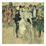 Vintage Victorian Bride Groom Ride Tandem Bicycle Invitation