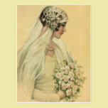 Vintage Victorian Bride in Profile Bridal Portrait postcards