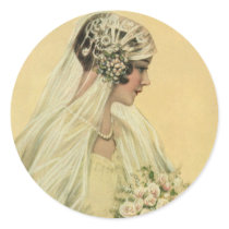 Vintage Victorian Bride in Profile Round Sticker