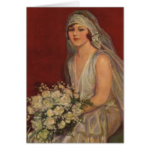 Vintage Victorian Bride Posing for Bridal Portrait Greeting Card