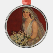 Vintage Victorian Bride Posing for Bridal Portrait Christmas Tree Ornaments