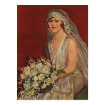 Vintage Victorian Bride Posing for Bridal Portrait Post Cards