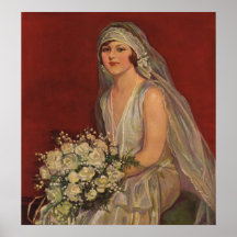 Vintage Victorian Bride Posing for Bridal Portrait Posters