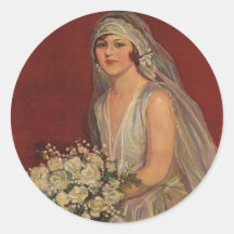 Vintage Victorian Bride Posing for Bridal Portrait Sticker