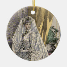 Vintage Victorian Bride, Wedding Bridal Portrait Christmas Tree Ornament