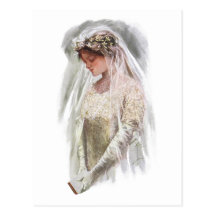 Vintage Victorian Bride with Bible Harrison Fisher Postcard