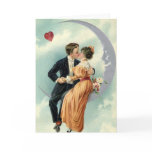 Vintage Victorian Couple Kiss on a Crescent Moon cards