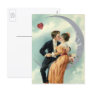 Vintage Victorian Couple Kiss on a Crescent Moon Post Cards