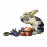 Vintage Victorian Easter Bunny, Eggs and Flowers Post Card