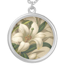 Vintage Victorian Easter Lily Flowers in Bloom Necklaces