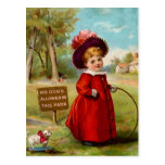 VINTAGE VICTORIAN GIRL DOG WALKER POSTCARD