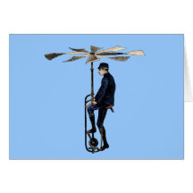 Vintage Victorian Helicopter Flying Contraption Greeting Cards