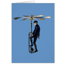 Vintage Victorian Helicopter Flying Contraption Greeting Card