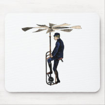 Vintage Victorian Helicopter Flying Contraption Mouse Pads