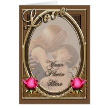 Vintage Victorian Love Leather Rose Photo Frame Card