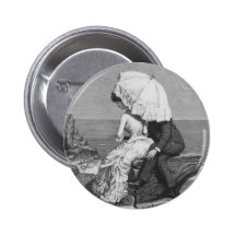 Vintage Victorian Romantic Couple by Beach Button