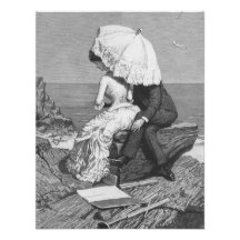 Vintage Victorian Romantic Couple by Beach Invite