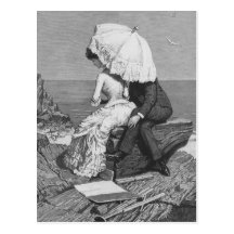 Vintage Victorian Romantic Couple by Beach Post Cards