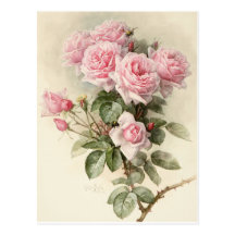 Vintage Victorian Romantic Roses Post Card