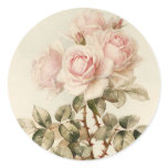 Vintage Victorian Romantic Roses Round Stickers