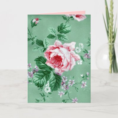 Floral Wall Paper on Vintage Victorian Sage Green Floral Wallpaper Card   Zazzle Co Uk