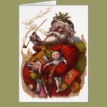 Vintage Victorian Santa Claus Smoking a Pipe cards