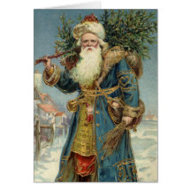 Vintage Victorian Santa Claus with Christmas Tree Card