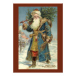 Vintage Victorian Santa Claus with Christmas Tree Custom Announcements