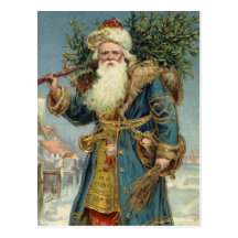 Vintage Victorian Santa Claus with Christmas Tree Postcards