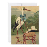Vintage Victorian Stork and Baby Carriage invitations