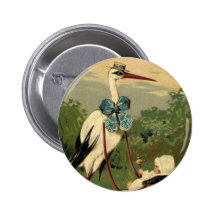 Vintage Victorian Stork and Baby Carriage Pins