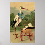 Vintage Victorian Stork and Baby Carriage posters