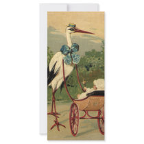 Vintage Victorian Stork and Baby Carriage Custom Rack Cards