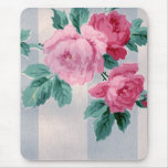 Vintage Victorian Stripes Roses Wallpaper Mousepad