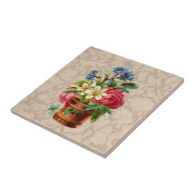 Vintage Victorian style flower display Ceramic Tile