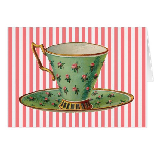 Tea  Vintage cup Zazzle Greeting Cup Cards vintage Victorian tea   greeting