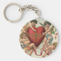 Vintage Victorian Valentine Cupids Angels Heart Keychains