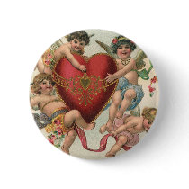 Vintage Victorian Valentine Cupids with a Heart Button