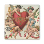 Vintage Victorian Valentine Cupids with a Heart Magnet