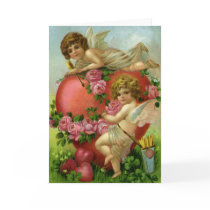 Vintage Victorian Valentines Day Angels with Heart Cards