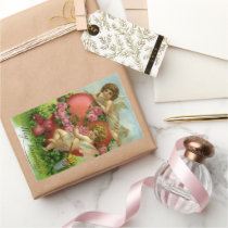 Vintage Victorian Valentines Day Angels with Heart Rectangle Sticker