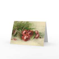 Vintage Victorian Valentine's Day Crimson Roses Greeting Card