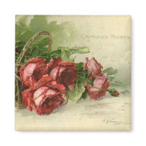 Vintage Victorian Valentine's Day Crimson Roses Fridge Magnets