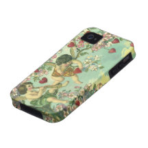 Vintage Victorian Valentines Day Cupids Heart Tree Case-Mate iPhone 4 Case