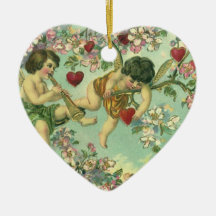 Vintage Victorian Valentines Day Cupids Heart Tree Ornament