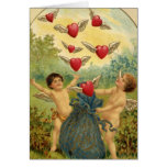 Vintage Victorian Valentine's Day Cupids Hearts Greeting Card