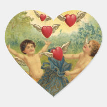 Vintage Victorian Valentine's Day Cupids Hearts Heart Sticker