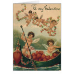 Vintage Victorian Valentine's Day Cupids in a Boat Cards